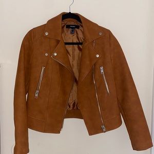 Brown forever 21 faux leather jacket
